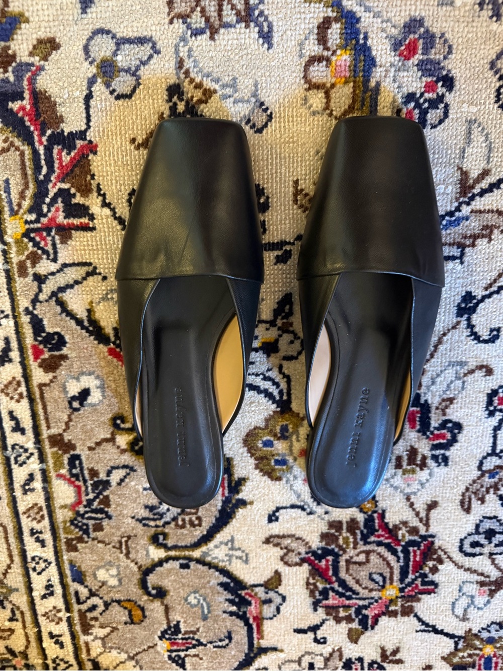 JENNI KAYNE Mia Mule Black Leather Sz 39 Flat Slide